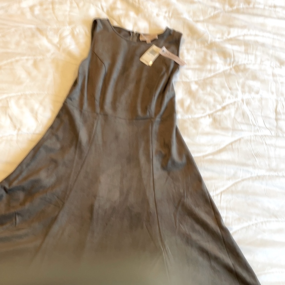 faux leather dress - tight waist and slightly flared skirt
